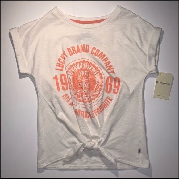 Lucky brand Girls Short Sleeve Top Cream S… - Picture 1 of 3